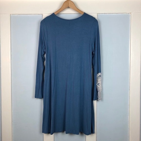 Pinkblush Blue Maternity Dress With Crochet Accent - Picture 2 of 2